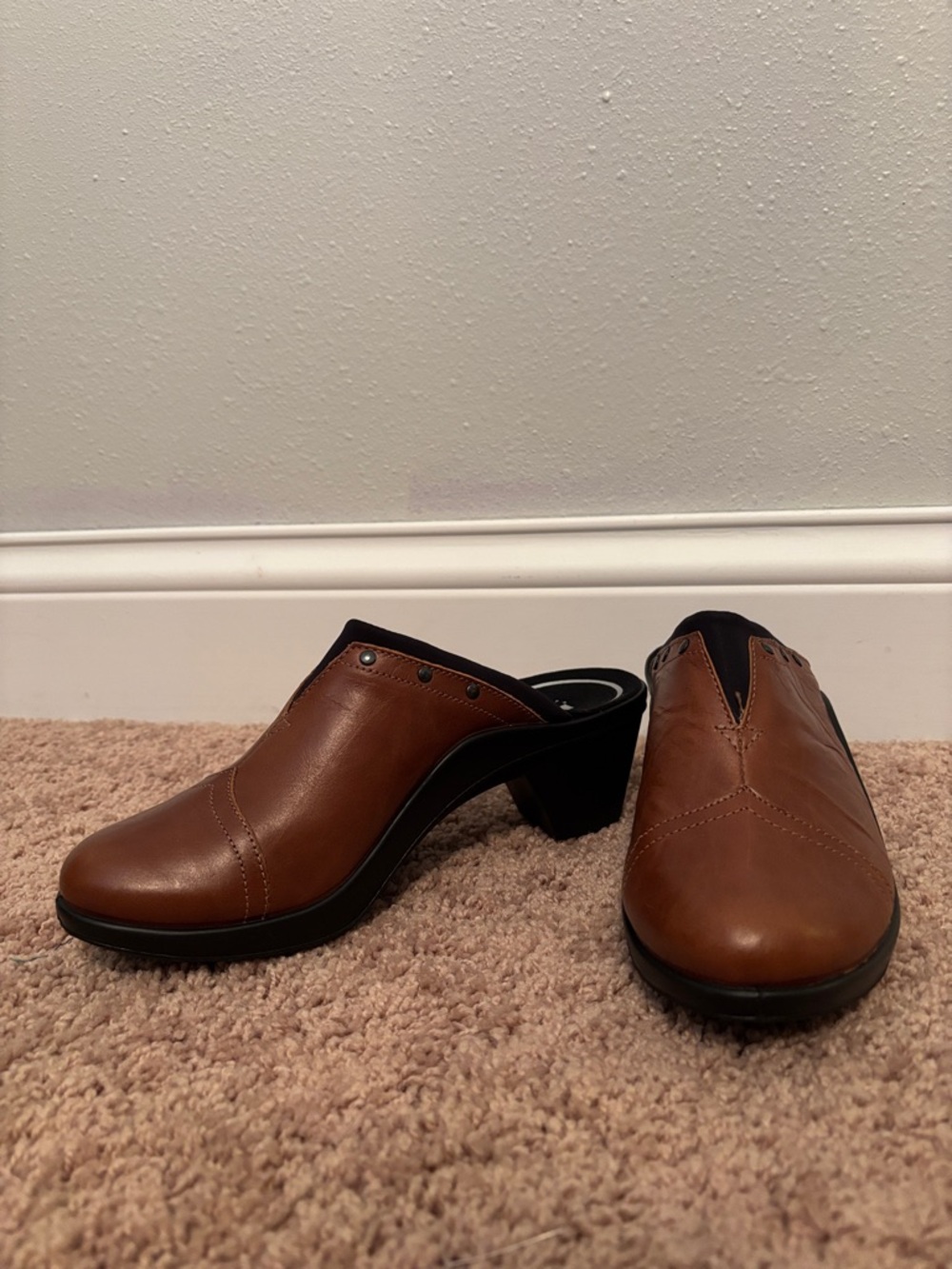 Romika Brown Leather Slip-On Heel Mules NWOT size 38